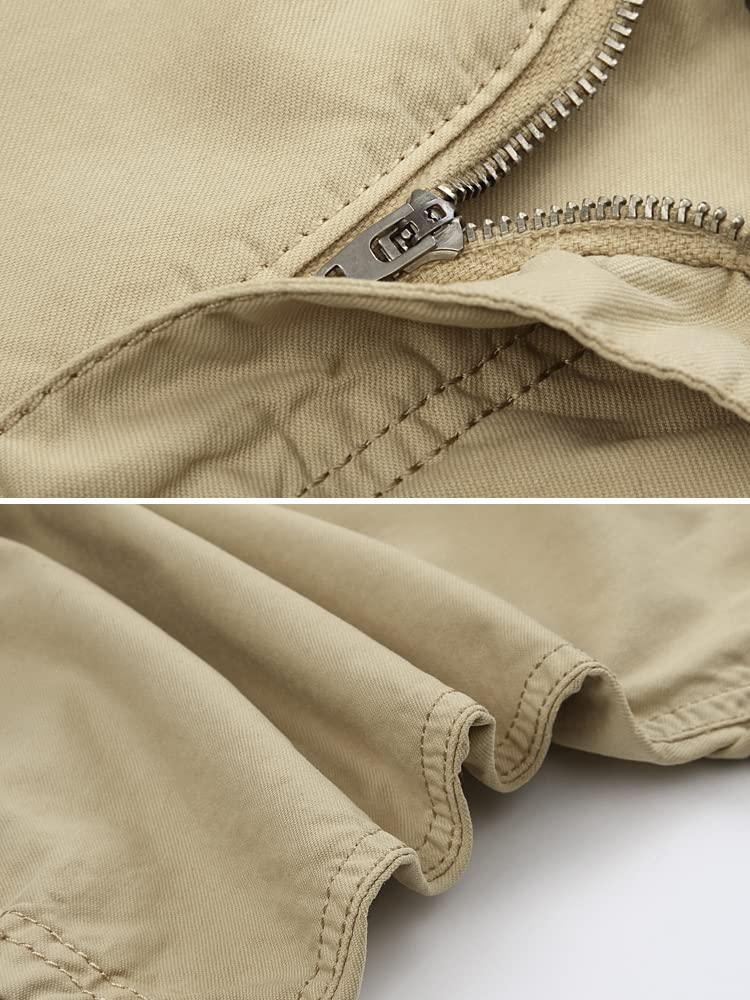 OCHENTA Men's Cargo Shorts Loose Fit Casual Work with Multi Pockets #3231 Khaki 34 - Image 5
